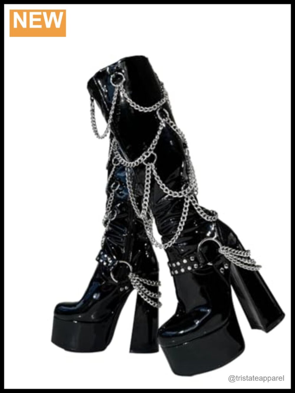 Chunky Platform Knee High Heeled Boots Wide Calf Gothic Punk Y2K Hot Girl